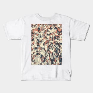 Wild bush, leafy garlands, posterized photo with cartoon effect, soft neutral colors Kids T-Shirt